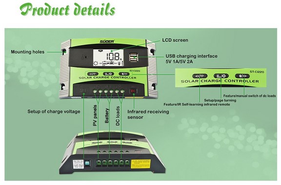 โซล่าชาร์จเจอร์ หน้าจอ LCD 12V 24V